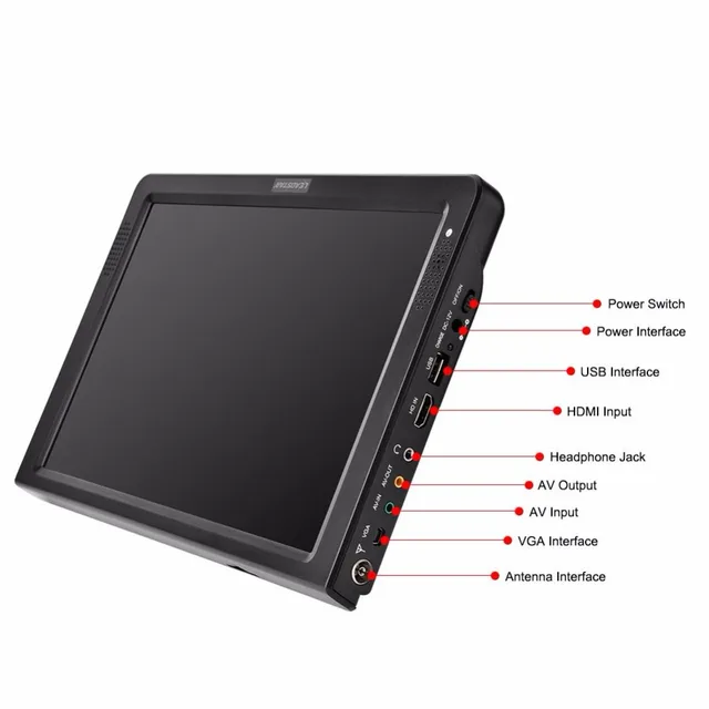 LEADSTAR 12inch Digital Analog Televisions DVB-T-T2 Portable TV for Home Car Airplane EU Plug 110-220V