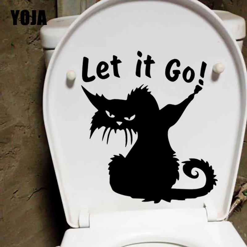 YOJA 22.1X24CM WC и прикольным изображением кошки надписью Let It Go наклейка для сиденья
