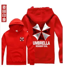 Free shipping 2016 Rushed Regular Zipper Active Knitted Cotton New Biohazard Umbrella Resident Evil hoodies sweatshirt