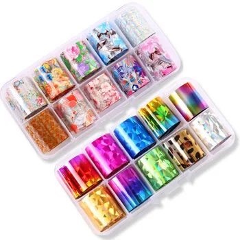 

Holographic Nail Foil Set 2.5*100cm Transparent AB Color Nail Art Transfer Sticker Galaxy Manicure DIY Holo Sticker ecorations