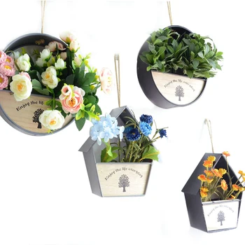

Wall Hanging Home Decor Glass Wall Iron Vase For Artificial Flowers Plants Table Wedding Party Home Garden Decoration Pot