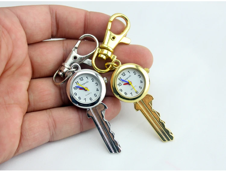 

fashion Stainless Steel Quartz Pocket Watch Key Shaped Pendant Watch Key Chain Unisex Gift New Popular