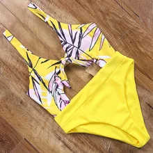 Яркий полый купальник Mujer, сексуальный цельный купальник с завязками, цветочный принт, купальный костюм, бразильские стринги, купальный костюм купальник женский