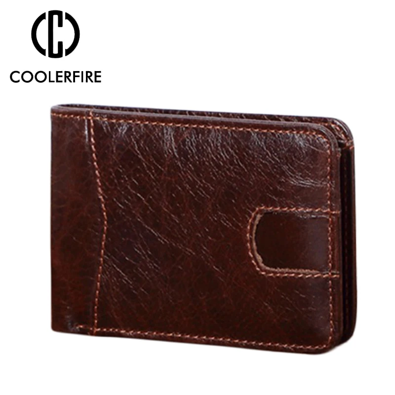 

Hot Sale Genuine Leather Vintage Men's Brand Luxury Wallet Short Slim Male Purses Money Clip Credit Card Wallets for Men PJ030