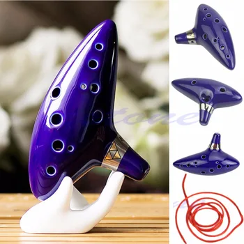 

Hot 12 Hole Ocarina Ceramic Alto C Legend of Zelda Ocarina Flute Blue Instrument New