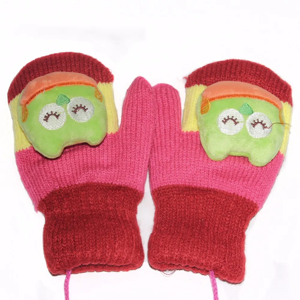Cartoon Kids Gloves Cute Owl Infant Mitten Warm Boys Girls Mittens Toddler Pack Baby Glove Autumn Winter Children Accessories (6)