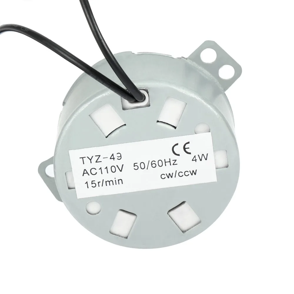 

110V 15RPM 50/60Hz CW/CCW AC Synchronous Motor Turntable Gear Box 26cm Wire Shaft Dia 7mm for Microwave for Automatic Equipment
