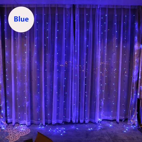 3*3M 300 LED Curtain String Light EU/US/AU/UK Plug Powered Bedroom Decoration Fairy Light Indoor Copper Wire Curtain Light SL077 - Испускаемый цвет: Blue