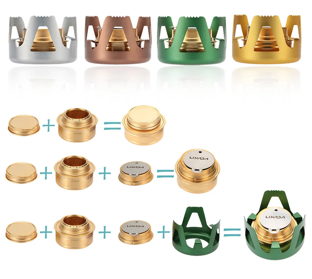 Lixada Жаровня из медного сплава, походная плита, портативная спиртовая плита, мини спиртовая печь для улицы, печь с подставкой, сумка