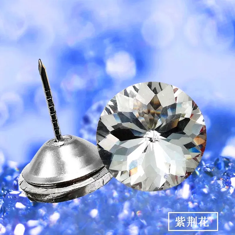

20Pcs Diamond Pattern Crystal Upholstery Nail Button Tacks Studs Pins 20/25/30mm Dia Sofa Wall Decoration Furniture Accessory