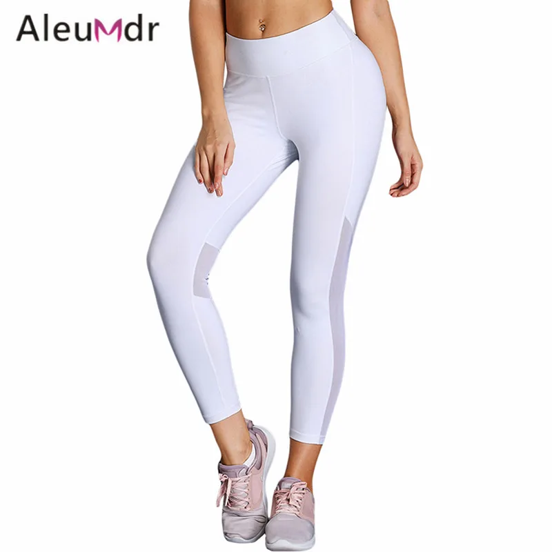 

Aleumdr Yoga Pants Black High-Rise Mesh Patchwork Gym Leggins Sport Women Fitness LC77126 Mallas Mujer Deportivas Fitness