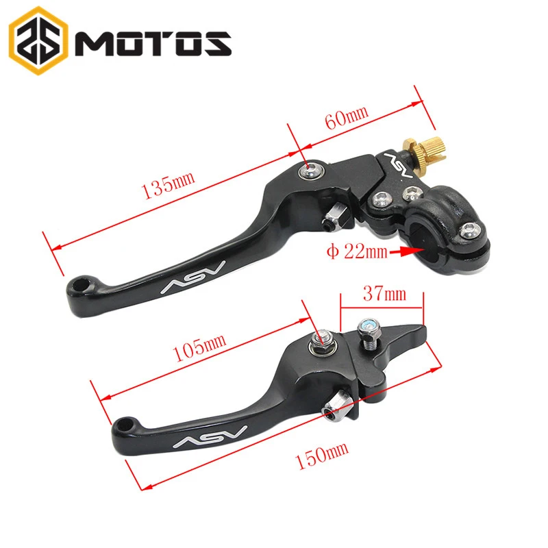 

ZS MOTOS Aluminum Alloy ASV F3 Series Short Clutch Brake Folding Lever Fit Most Motor ATV Dirt Bike KXF CRF YFZ KLX CQR KLX