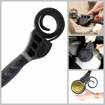 

500mm Black Strap Wrench Clench Grip Jar Opener Pipe Wrench Oil Filter Jar Lids For Any Shaped Opener.