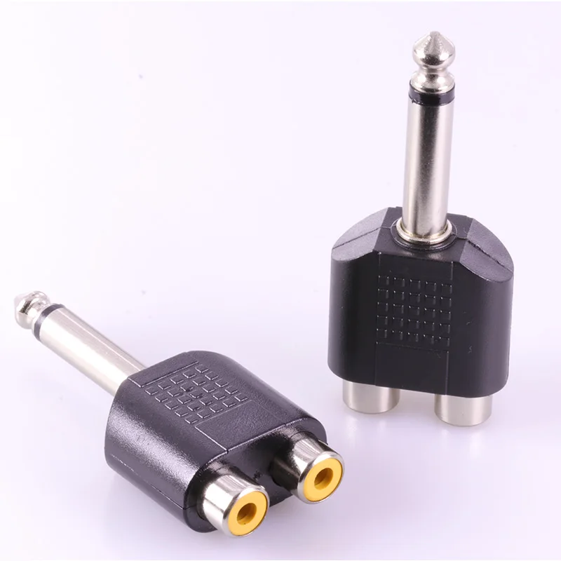 30 шт. 6.35mm RCA разъем моно 6 35 мм для 2xRCA Джек адаптер M F Аудио Видео Кабель