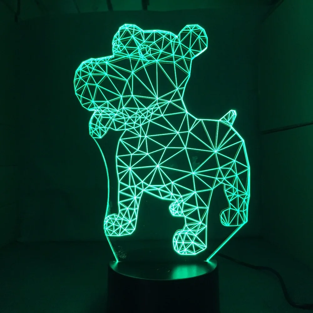 Новая собака 3D светодиодный ночник настольная лампа USB 7 цветов 3D иллюзия лампы для гостиной декоративная лампа домашний декор Прямая