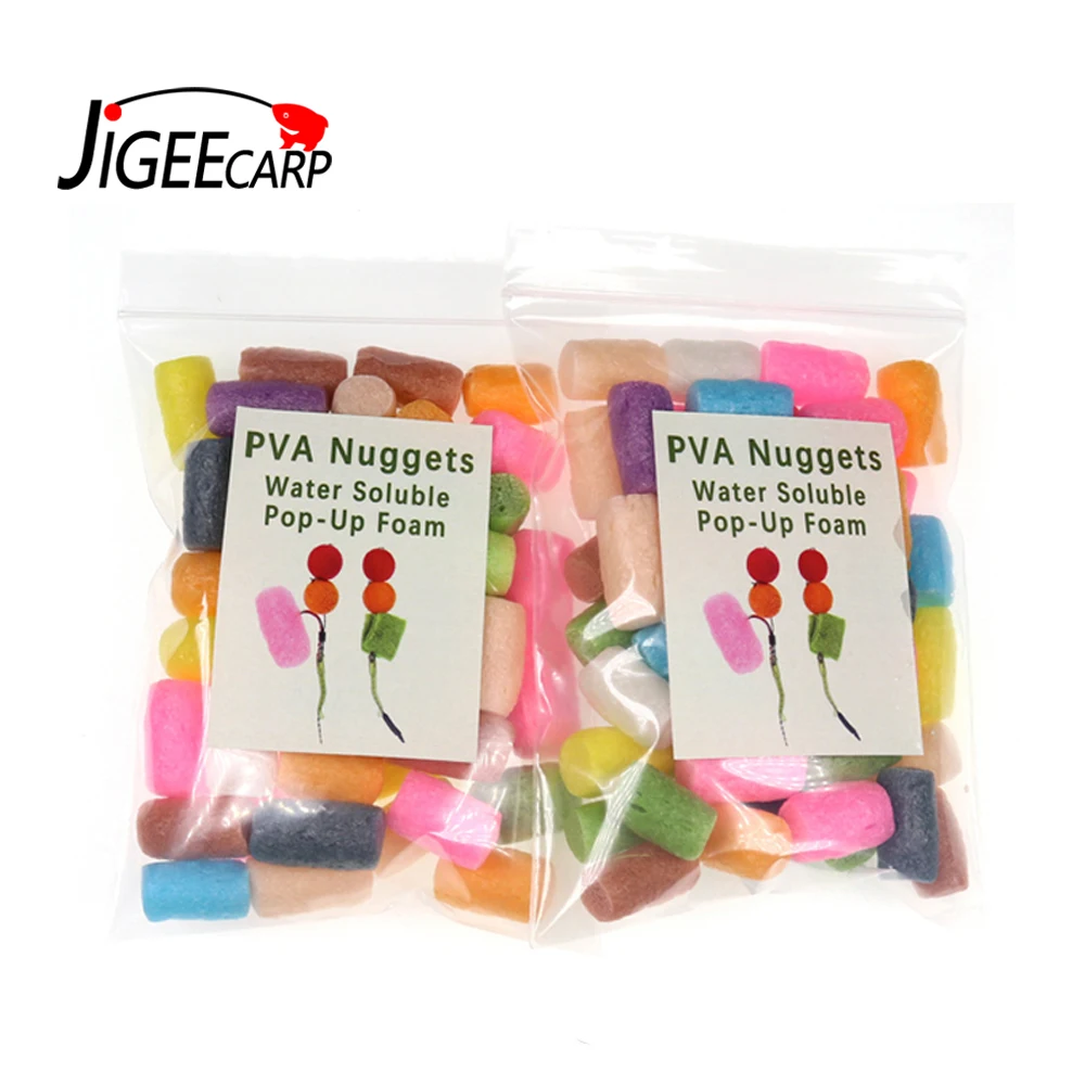 

JIGEECARP 50pc/bag Carp Fishing PVA Nuggets Water Dissolving Pop Up Foam Anti Tangling Carp Fishing Casting Accessory For Rigs