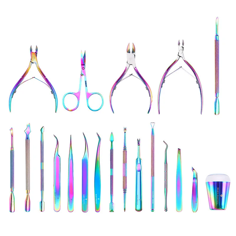 

BORN PRETTY 1 PC Nail Art Tool Nipper Nail Cuticle Scissor Cutter Rainbow Mixed UV Gel Remover Pusher Holographic Stamper