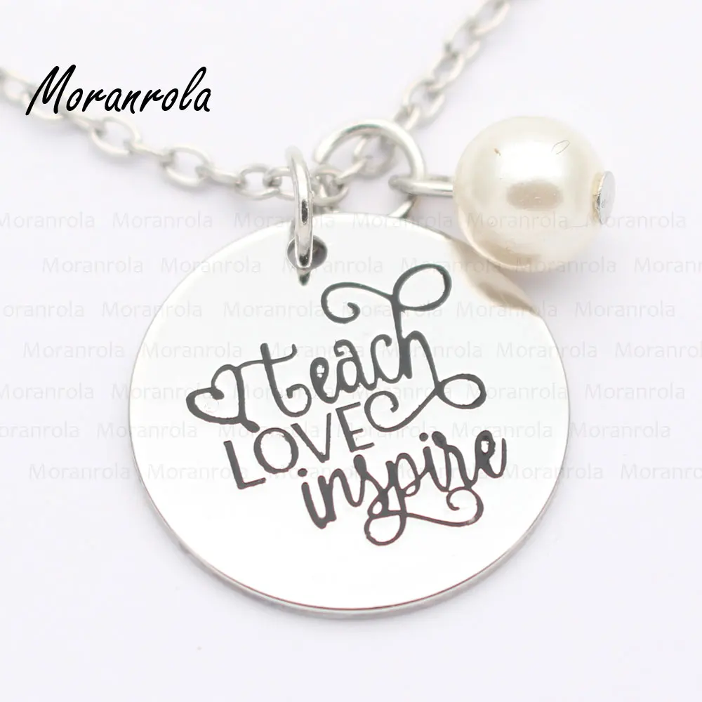 Новое поступление ожерелье и брелок с надписью Teach Love Inspire для Дня учителя подарок