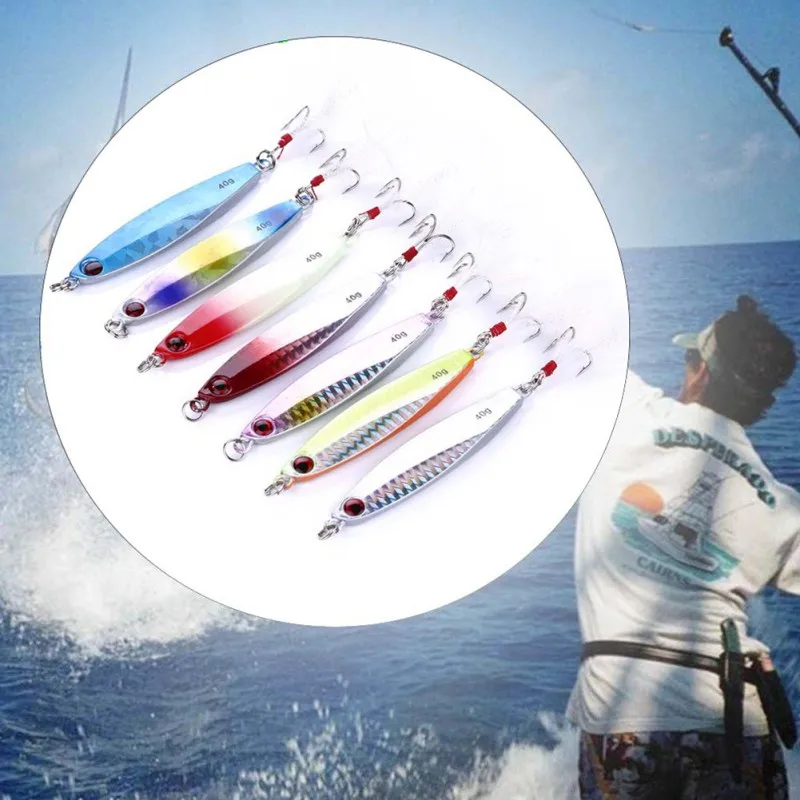 

1pc 9 cm 40g Artificial Bait False Fish Shape Reusable Metal Feather Hard Lure Saltwater Freshwater Fishing Tackle Hard Lure