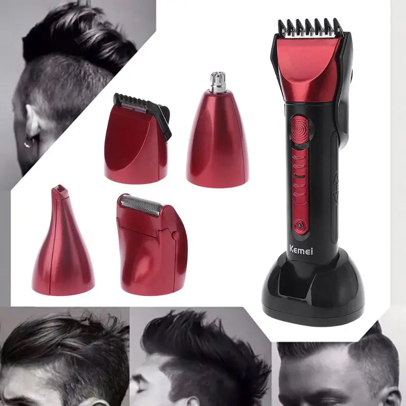

Kemei Professional 5 In 1 Clipper Rechargeable Hair Trimmer Nose Beard Hair Cutter Machine Men's Hair Clippers Single Blade