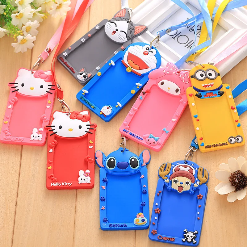 

Kawaii Cartoon Animals Neck Hanging Silicone Card Cover Bus Bank Id Card Case Holder