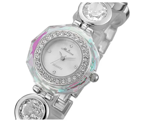 Relógio de Pulso Novo Designer Melissa Cristais Relógio Feminino Delicado Pulseira Relógios Quartzo Analógico Montre Femme F2842