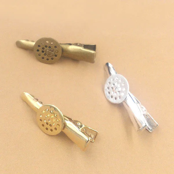 Bobby Pin Base Blanks 12mm Flat Circle Hollow Net Bezel tray Clip Pins Hair Aligator DIY Jewelry Findings Mixed Colors | Украшения и
