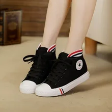 Brand new spring and autumn 2016 women shoes tide college wind canvas shoes flat casual high-top shoes zapatillas mujer AA017