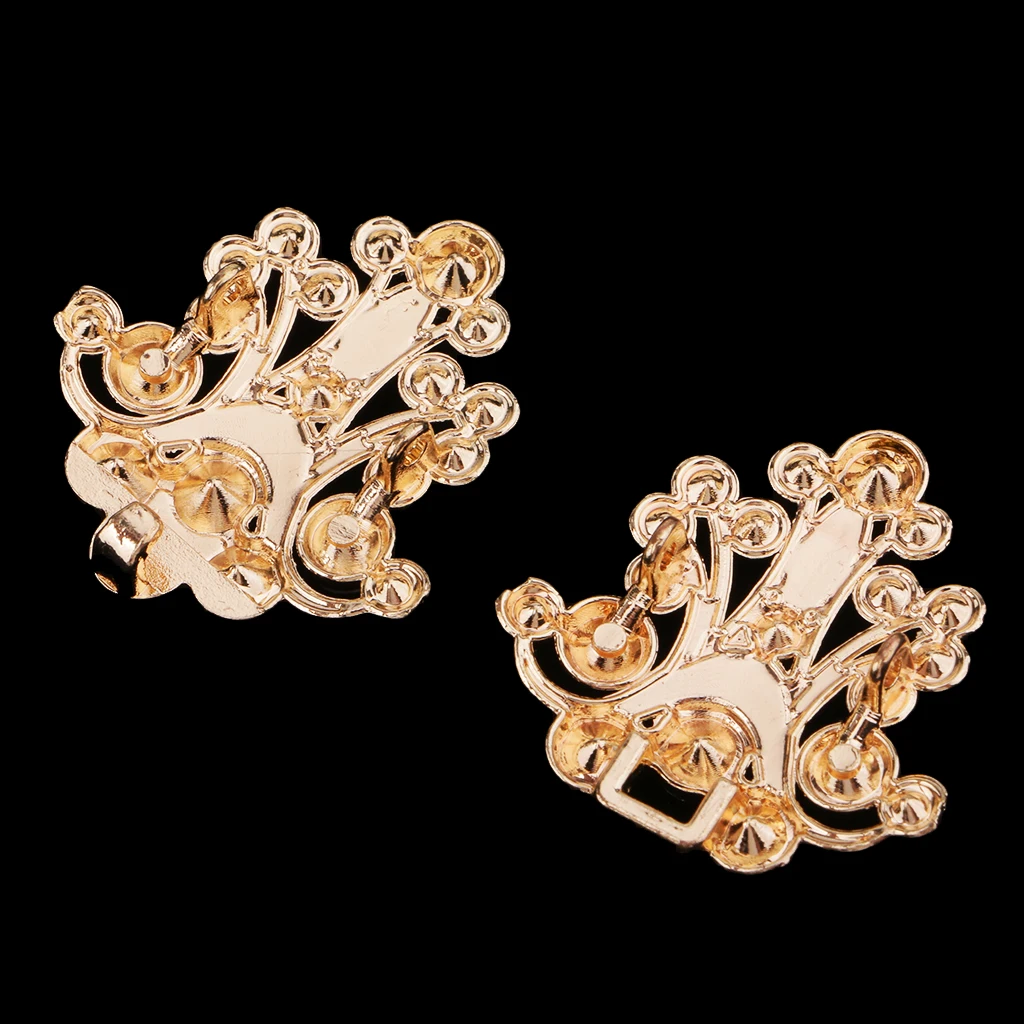 fityle 1 Pair Crafts Closure Clasps Button Flower Crystal Metal Hook Eyes Clasp Garment Fastener Sewing Supplies