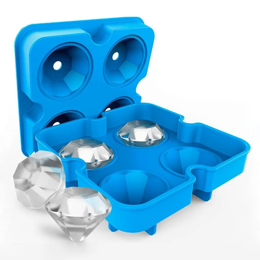 Творческий силиконовый формователь кубиков льда алмаз Форма форма для льда 3D подноса кубика льда силикона прессформы Кухня инструменты для мороженого Барные аксессуары - Цвет: Blue