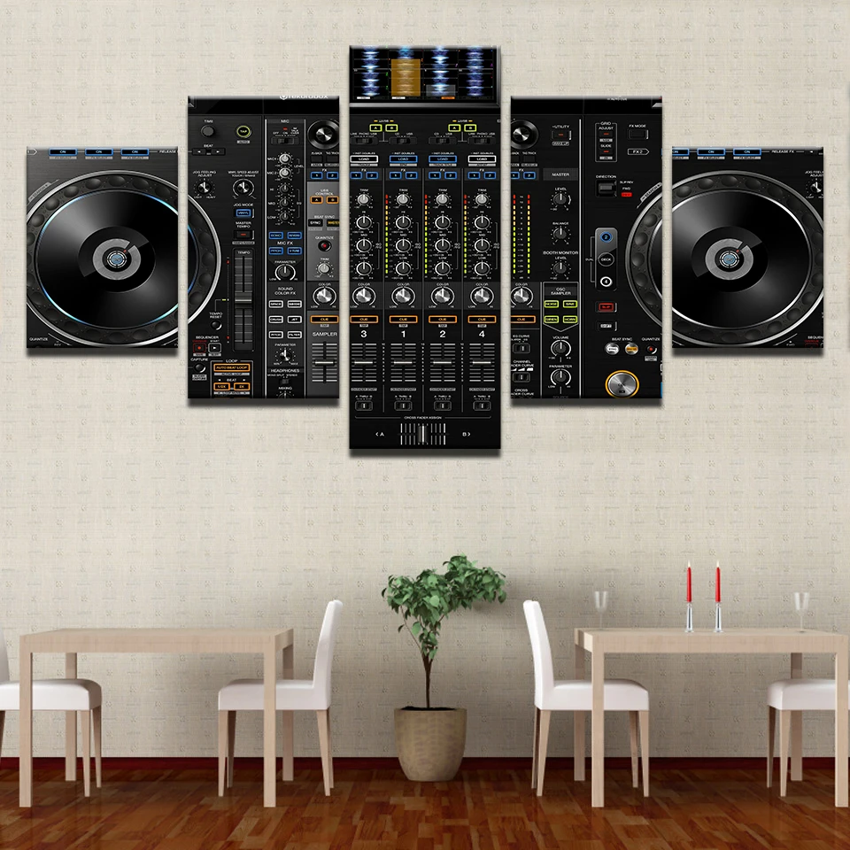 Wall Art Canvas Pictures Home Decor Framework 5 Pieces Music DJ Console Instrument Mixer