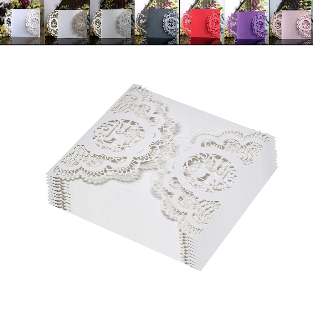  10pcs Simple Wedding Invitations Laser Cutting Invitation Card for Wedding Blank Inner Sheet Hollow - 32957428010