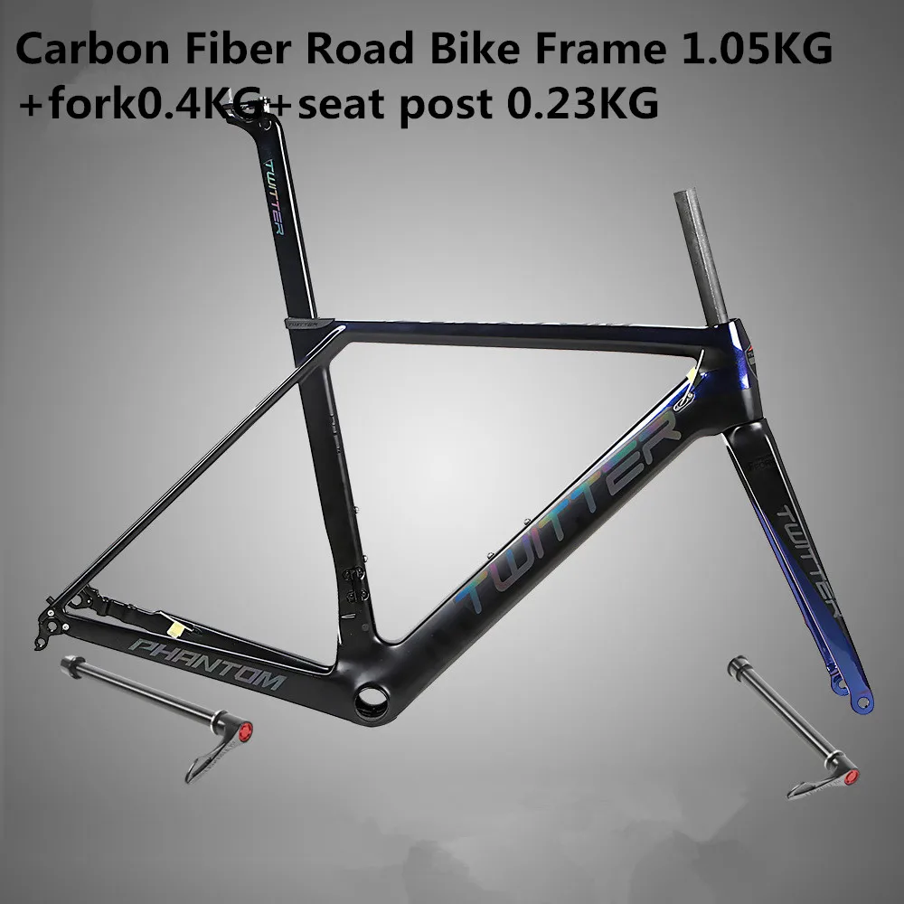 Carbon fiber disc brakes road bike 700C frame colorful discoloration