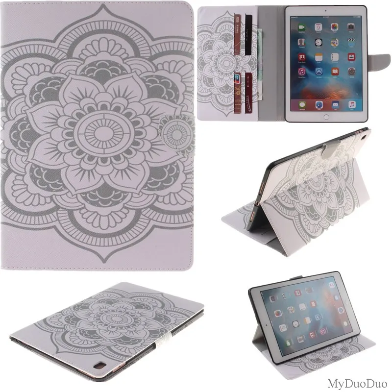 Fashion Two Sides Flower PU Leather Case For Apple iPad Pro 9.7 Case Wallet Flip Stand Tablet Cover Case With Card Money Holder (107)