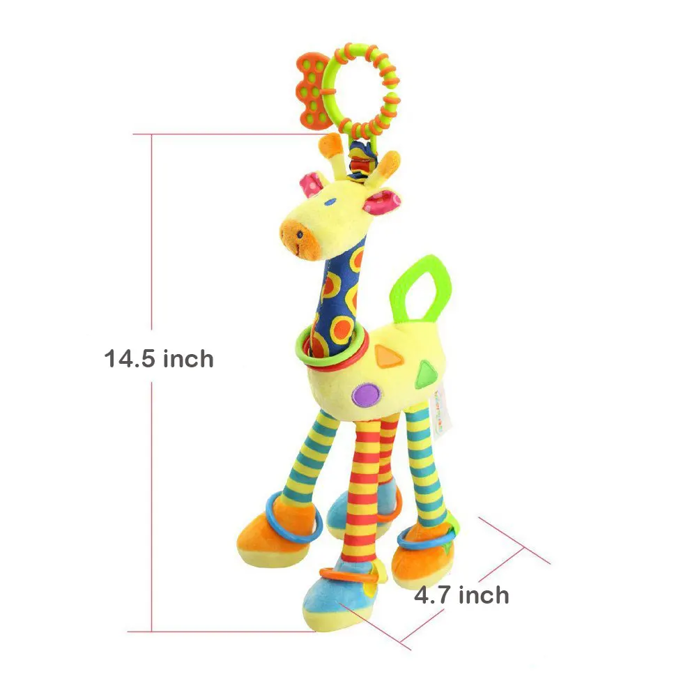 Плюшевая детская развивающая мягкая игрушка в виде жирафа, колокольчики, погремушки, детская игрушка-прорезыватель, интерактивная игра