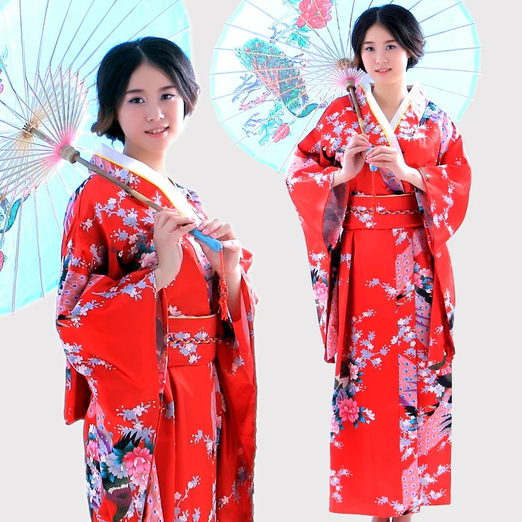 New Classic Traditional Japanese Kimono Women Yukata With Obi Stage Performance Dance National Costumes One Size