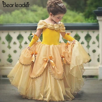 

Bear Leader Girls Dresses Beauty Shoulderlelss Sling Tutu Bow Girl Evening Dress kids dresses for Girls Dress Elegant