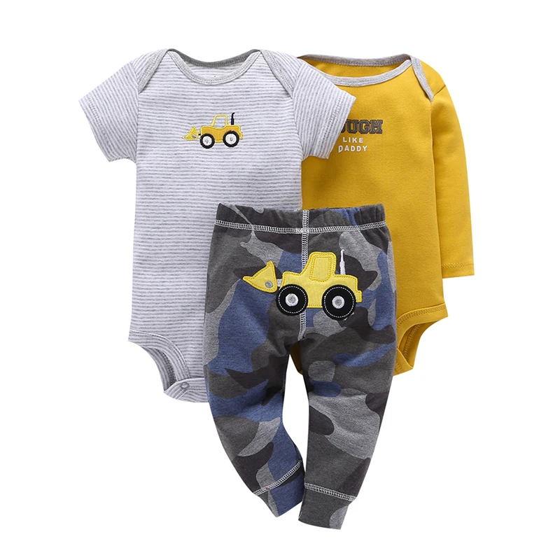 Красивая одежда для маленьких мальчиков Одежда для новорожденных девочек хлопковый комбинезон+ боди+ штаны Модный комплект одежды из 3 предметов с рисунком оленя - Цвет: 8