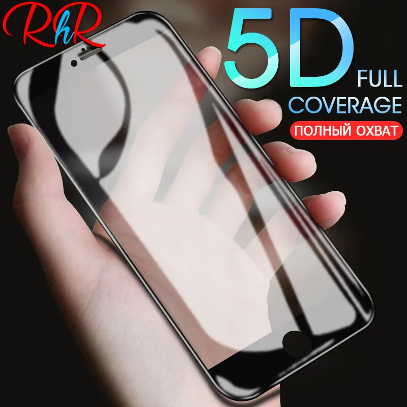 

RHR 5D Full Cover Tempered Glass On The For iPhone 7 8 6 6s 5 5S SE Screen Protector For iPhone X 10 8 6 7 Plus Protective Glass