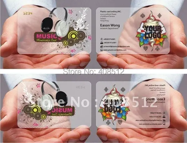 

free shipping print white ink transparen pvc business/name/visiting card printing