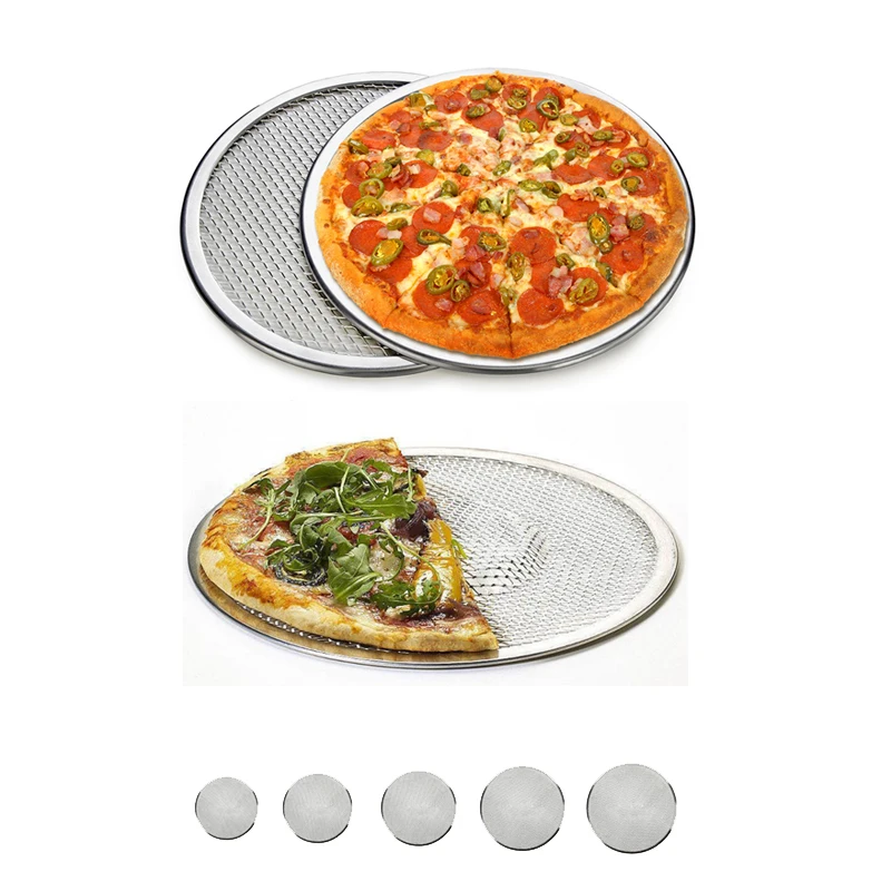 MAY FIFTEENTH Bakeware Pizza Tools Round Aluminum Pizza Screen Baking Tray Net Mesh Pizza Stone Pan Metal Baking Accessory 062
