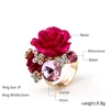 Anillo de boda para mujer, sortija ajustable, 7 colores, cristal de resina, rosa, Color dorado ► Foto 3/6