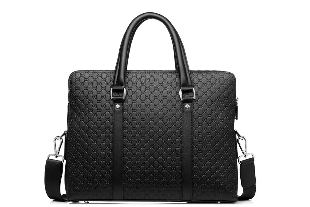 Doble capa de microfibra de cuero sintético de los hombres Maletín de negocios Casual bolso de hombro bolsa de mensajero portátil bolso de viaje - 2