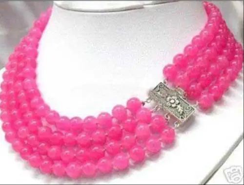 

Hot sale new Style >>>>>Charming!4Rows 8MM Pink stone Necklace