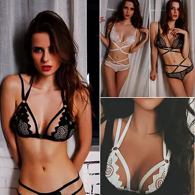 

Sexy Women Lace Bra Set Intimates Strap Translucent Floral Briefs Underwear+Bra