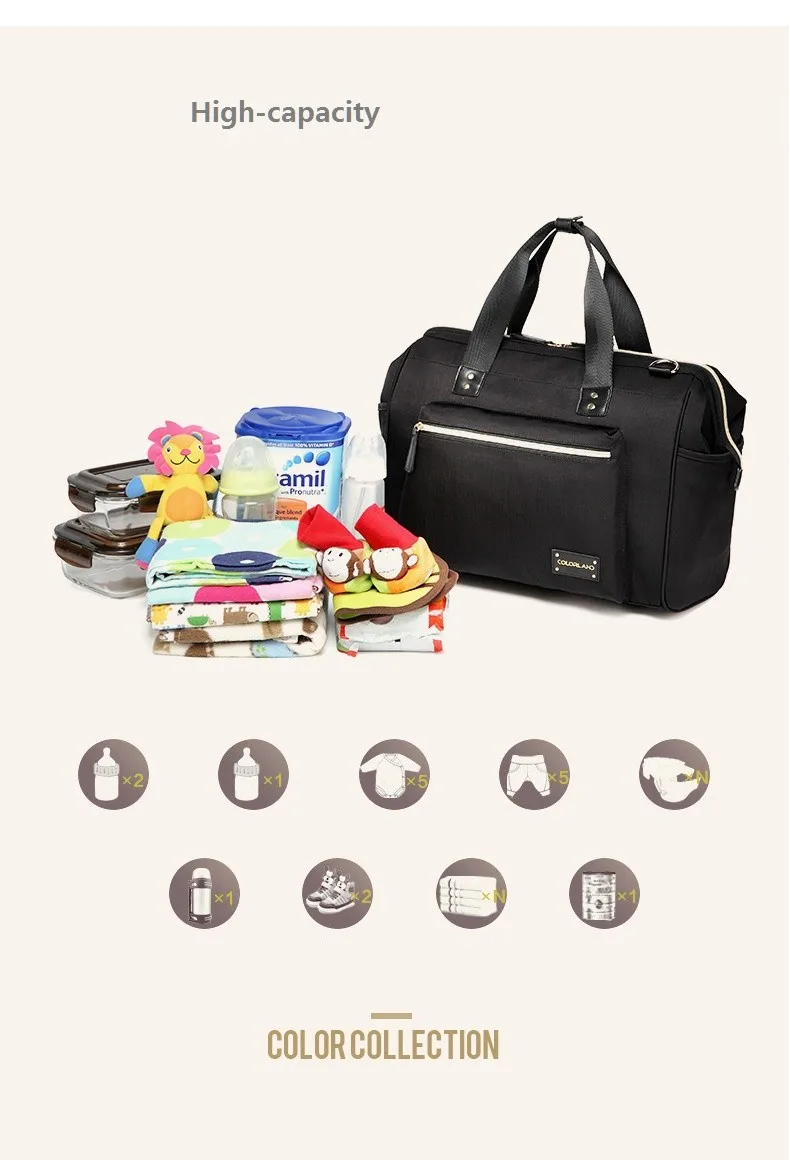 Большая сумка для подгузников Colorland, органайзер, подгузник s для мам и детей, ТРОЛЛЕР, ручная сумка bola maternidade