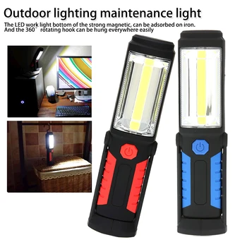 

2 Modes Portable COB LED Flashlight Magnetic Work Light Lamp with Hanging Hook Power Bank for Outdoors Camping