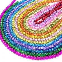 Граненых стеклянных бусин Rondelle для изготовления ювелирных изделий 4 мм 6 мм 8 мм 10 мм
