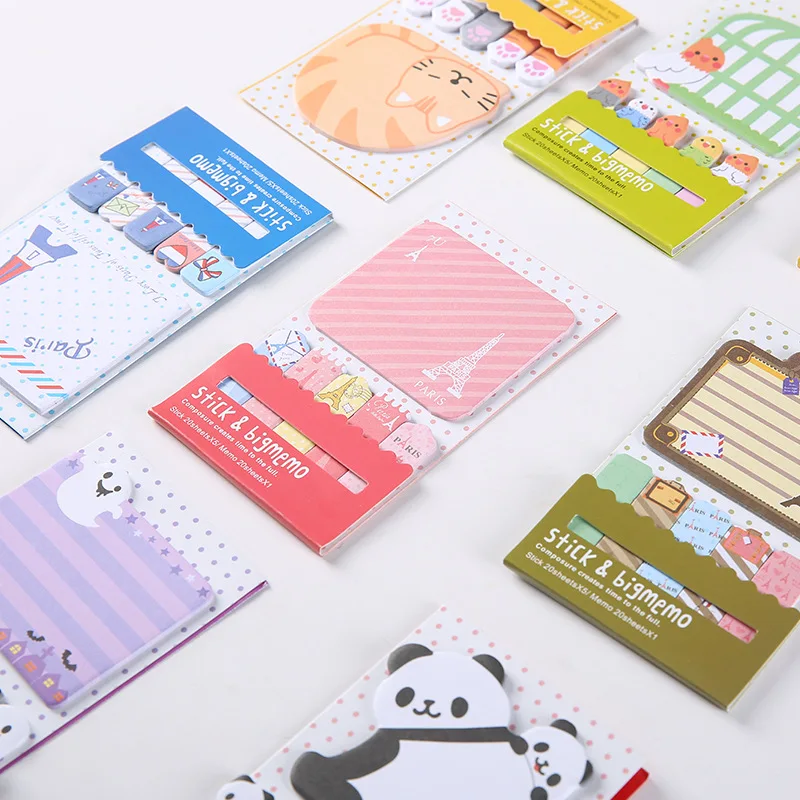 Cartoon Cat Panda Memo Pad N Times Sticky Notes Notepad Cute stickers Escolar Papelaria School Supplies Bookmark Label