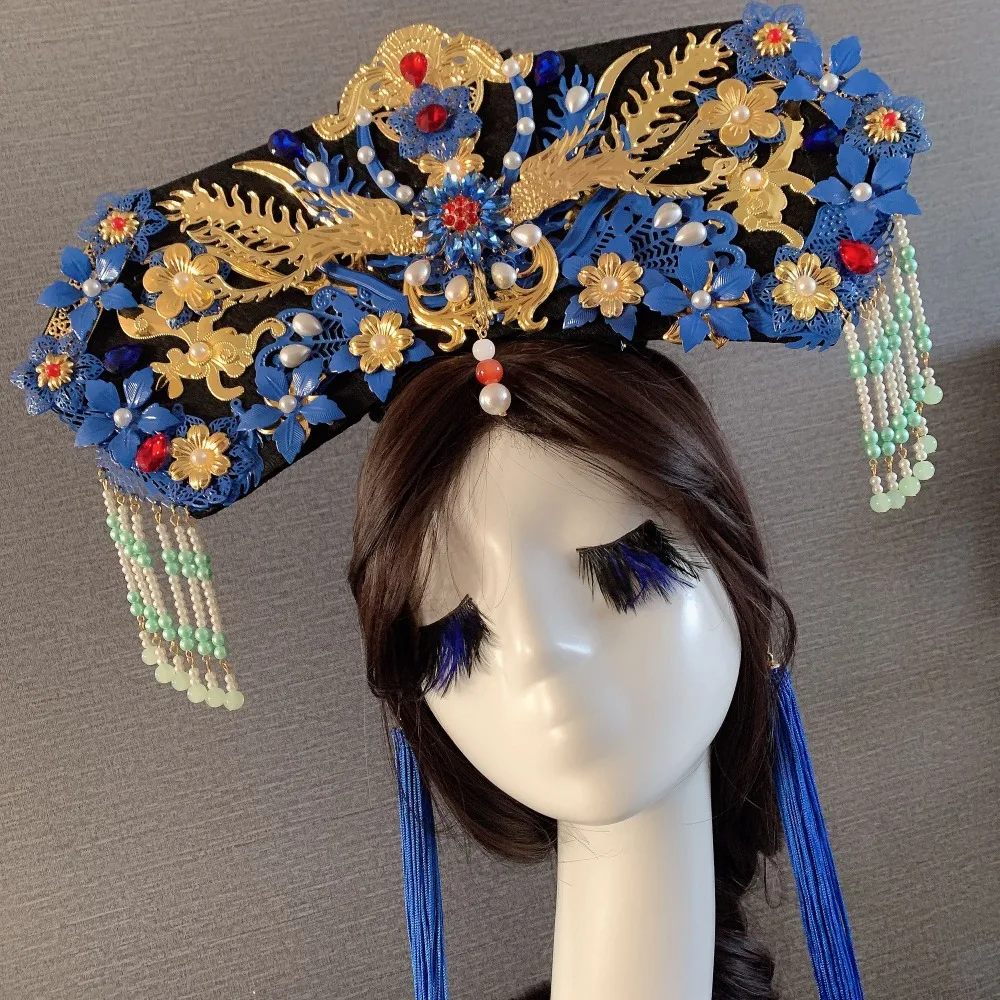 

new qing dynasty empress hair decoration princess cosplay head wear queen hair accessories princess party supplies